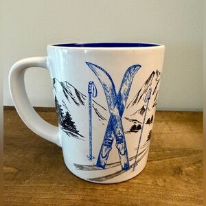 Tim Hortons Coffee Mug Ltd Collector 2018 Mountain with Hockey Net Scene, Blue